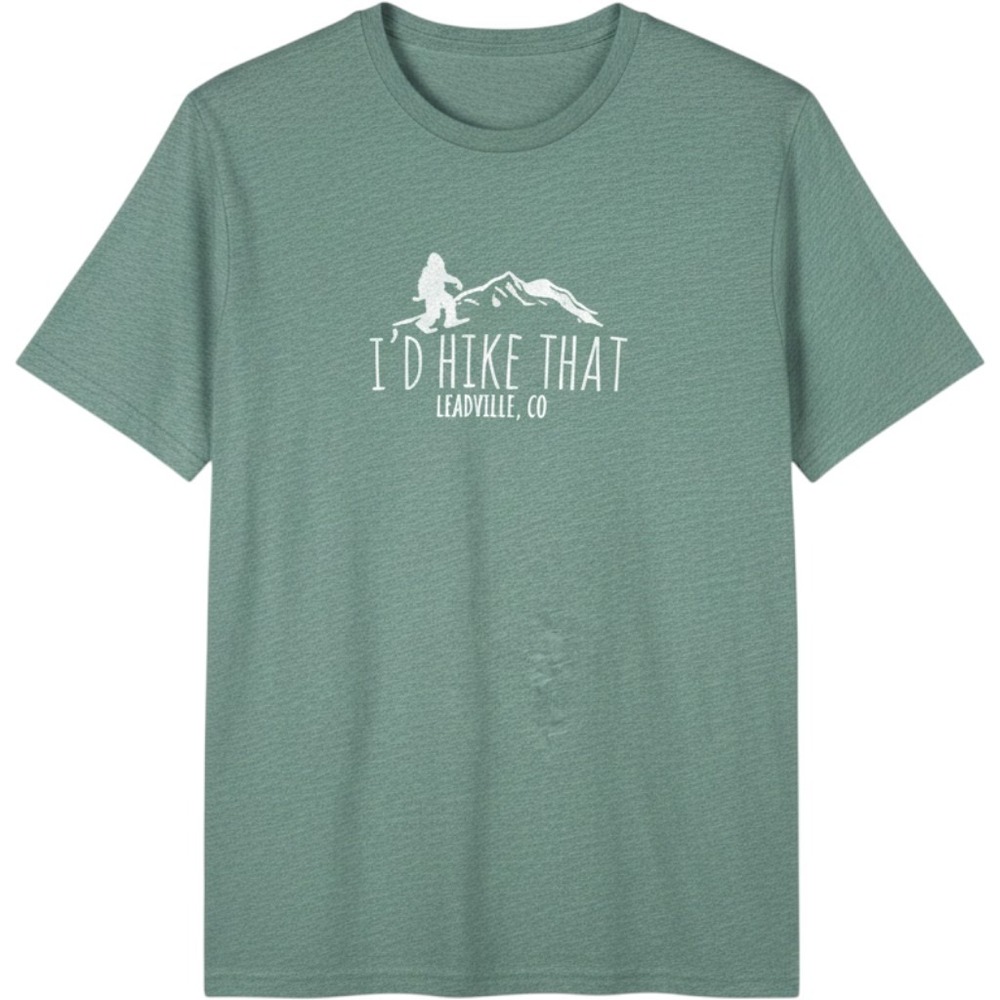 Next Level I'd Hike That Leadville CO Bigfoot T-Shirt XL Green Heather Hiking